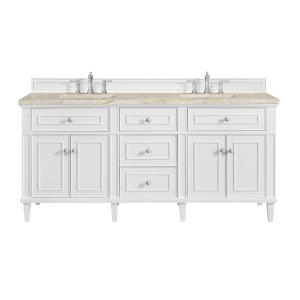 Lorelai 72" Double Vanity, Bright White, w/ 3 CM Tajnar Eclos Top