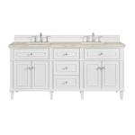 Lorelai 72" Double Vanity, Bright White, w/ 3 CM Tajnar Eclos Top w/FreePower Wireless Charger