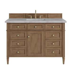 Brittany 48" Single Vanity, Pecan w/ 3 CM Victorian Silver Silestone Top