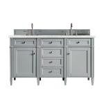 Brittany 60" Double Vanity, Urban Gray w/ 3 CM Eternal Jasmine Pearl Silestone Top w/FreePower Wireless Charger