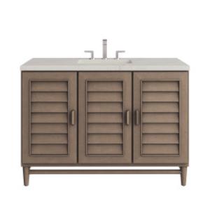Portland 48IN Single Vanity Whitewashed Walnut w/ 3 CM Siberian Silestone Top w/FreePower Wireless Charger