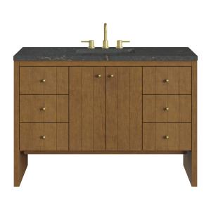 Hudson 48" Single Vanity, Honey Oak w/ 3 CM Parisien Bleu Silestone Top