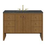 Hudson 48" Single Vanity, Honey Oak w/ 3 CM Parisien Bleu Silestone Top w/FreePower Wireless Charger