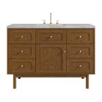 Laurent 48" Single Vanity, Honey Oak w/ 3 CM Victorian Silver Silestone Top w/FreePower Wireless Charger