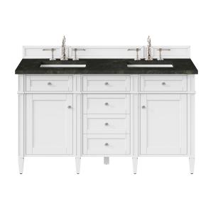 Brittany 60" Double Vanity in Bright White, w/ 3 CM Phantome Eclos Top