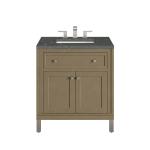 Chicago 30" Single Vanity, Walnut Whisper, w/ 3 CM Parisien Bleu Silestone® Top