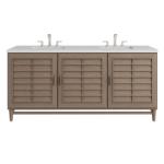 Portland 72IN Double Vanity Whitewashed Walnut w/ 3 CM Lime Delight Silestone Top