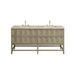 Emmeline 72" Double Vanity, Pebble Oak, w/ 3 CM Tajnar Eclos Top w/FreePower Wireless Charger