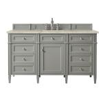 Brittany 60" Single Vanity, Urban Gray, w/ 3 CM Tajnar Eclos Top w/FreePower Wireless Charger