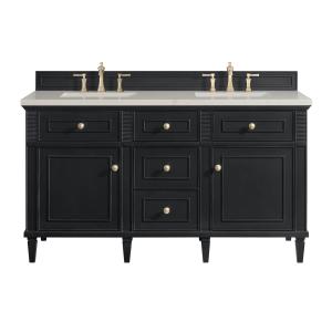Lorelai 60" Double Vanity, Black Onyx, w/ 3 CM Siberian Silestone Top
