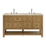 Breckenridge 60" Double Vanity, Light Natural Oak, w/ 3 CM Tajnar Eclos Top