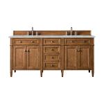 Brittany 72" Double Vanity, Saddle Brown w/ 3 CM Victorian Silver Silestone Top w/FreePower Wireless Charger
