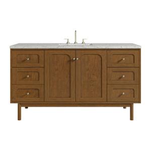 Laurent 60" Single Vanity, Honey Oak w/ 3 CM Eternal Jasmine Pearl Silestone Top