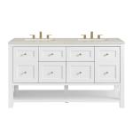 Breckenridge 60" Double Vanity, Bright White, w/ 3 CM Siberian Silestone Top