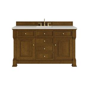 Brookfield 60" Single Vanity, Honey Oak, w/ 3 CM Siberian Silestone Top