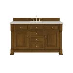 Brookfield 60" Single Vanity, Honey Oak, w/ 3 CM Siberian Silestone Top