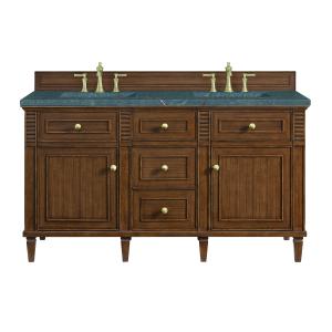 Lorelai 60" Double Vanity, Mid-Century Walnut w/ 3 CM Parisien Bleu Silestone Top w/FreePower Wireless Charger
