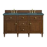 Lorelai 60" Double Vanity, Mid-Century Walnut w/ 3 CM Parisien Bleu Silestone Top w/FreePower Wireless Charger
