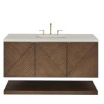 Marcello 48" Single Vanity, Chestnut, w/ 3 CM Siberian Silestone Top w/FreePower Wireless Charger
