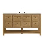Breckenridge 60" Single Vanity, Light Natural Oak, w/ 3 CM Tajnar Eclos Top