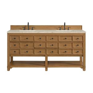 Malibu 72" Double Vanity, Amber Birch, w/ 3 CM Tajnar Eclos Top