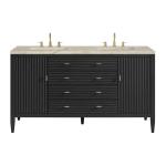 Myrrin 60" Double Vanity, Carbon Oak, w/ 3 CM Tajnar Eclos Top