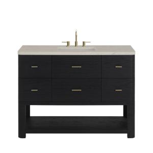 Lucian 48" Single Vanity, Carbon Oak, w/ 3 CM Siberian Silestone Widespread Top