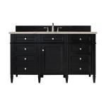 Brittany 60" Single Vanity, Black Onyx, w/ 3 CM Tajnar Eclos Top