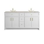 Bellshire 72" Double Vanity, Bright White w/ 3 CM Siberian Silestone Top w/FreePower Wireless Charger