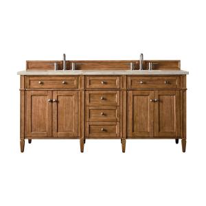 Brittany 72" Double Vanity, Saddle Brown, w/ 3 CM Tajnar Eclos Top