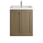 Chianti 24" Single Vanity, Walnut Whisper w/ White Glossy Composite Stone Top