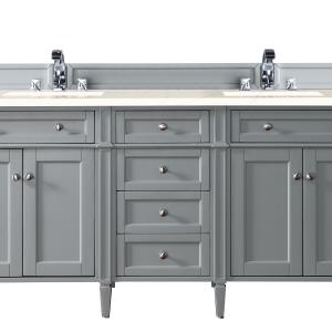 Brittany 72" Double Vanity, Urban Gray w/ 3 CM Eternal Marfil Silestone Top