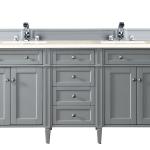 Brittany 72" Double Vanity, Urban Gray w/ 3 CM Eternal Marfil Silestone Top