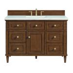 Lorelai 48" Single Vanity, Mid-Century Walnut w/ 3 CM Ethereal Noctis Silestone Top w/FreePower Wireless Charger