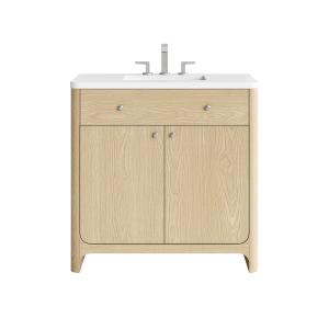 Gracyn 36" Single Vanity, Coastal Driftwood, w/ 3 CM White Zeus Quartz Widespread Top