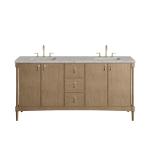 Kinnsden 72" Double Vanity, Weathered Oak w/ 3 CM Eternal Jasmine Pearl Silestone Top