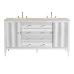Myrrin 60" Double Vanity, Bright White, w/ 3 CM Siberian Silestone Top