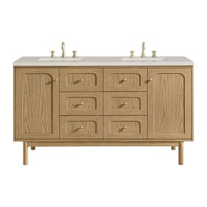 Laurent 60" Double Vanity, Light Natural Oak, w/ 3 CM Siberian Silestone Top