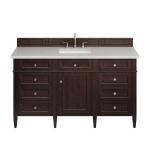 Brittany 60" Single Vanity, Burnished Mahogany, w/ 3 CM Siberian Silestone Top w/FreePower Wireless Charger