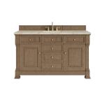 Brookfield 60" Single Vanity, Pecan, w/ 3 CM Tajnar Eclos Top w/FreePower Wireless Charger