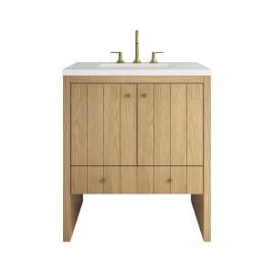 Hudson 30" Single Vanity, Light Natural Oak w/ 3 CM White Zeus Silestone Top