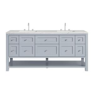 Breckenridge 72" Double Vanity, Serenity Blue, w/ 3 CM Ethereal Noctis Quartz Top w/FreePower Wireless Charger