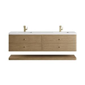 Allamari 72" Double Vanity, Dune Mist w/ Single Hole 3 CM White Zeus Silestone Top