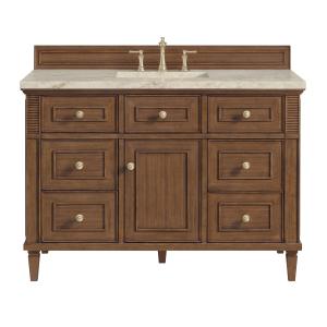 Lorelai 48" Single Vanity, Mid-Century Walnut, w/ 3 CM Tajnar Eclos Top w/FreePower Wireless Charger