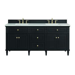 Lorelai 72" Double Vanity, Black Onyx w/ 3 CM Ethereal Noctis Silestone Top w/FreePower Wireless Charger
