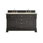 Brookfield 60" Double Vanity, Black Onyx, w/ 3 CM Tajnar Eclos Top