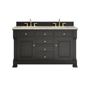Brookfield 60" Double Vanity, Black Onyx, w/ 3 CM Tajnar Eclos Top w/FreePower Wireless Charger