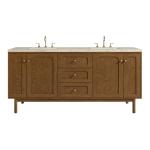Laurent 72" Double Vanity, Honey Oak w/ 3 CM Tajnar Eclos Top