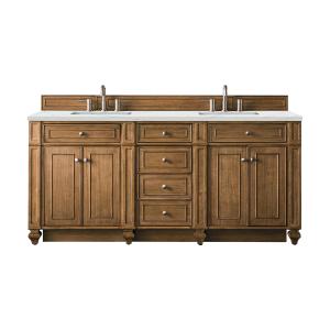 Bristol 72" Double Vanity, Saddle Brown w/ 3 CM Ethereal Noctis Silestone Top w/FreePower Wireless Charger