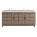 Portland 72IN Double Vanity Whitewashed Walnut w/ 3 CM Eternal Jasmine Pearl Silestone Top